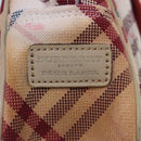 BURBERRY Nova Check Blue Label Shoulder Bag Canvas White Red Auth ti2120-17