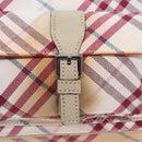 BURBERRY Nova Check Blue Label Shoulder Bag Canvas White Red Auth ti2120-18