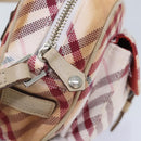 BURBERRY Nova Check Blue Label Shoulder Bag Canvas White Red Auth ti2120-10