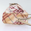 BURBERRY Nova Check Blue Label Shoulder Bag Canvas White Red Auth ti2120-3