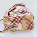 BURBERRY Nova Check Blue Label Shoulder Bag Canvas White Red Auth ti2120-4