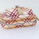 BURBERRY Nova Check Blue Label Shoulder Bag Canvas White Red Auth ti2120-6
