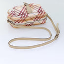 BURBERRY Nova Check Blue Label Shoulder Bag Canvas White Red Auth ti2120-7