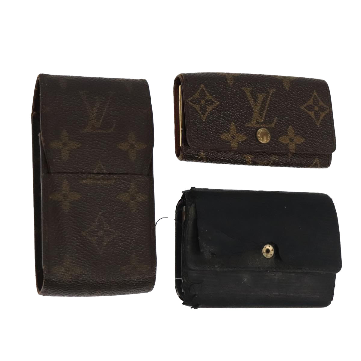 LOUIS VUITTON Monogram Key case Epi Cigarette Case 3Set Black LV Auth ti2122