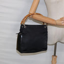 GUCCI Bamboo Hand Bag Nylon Black Silver 000 2014 0580 Auth ti2130-21