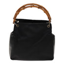 GUCCI Bamboo Hand Bag Nylon Black Silver 000 2014 0580 Auth ti2130-2