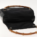 GUCCI Bamboo Hand Bag Nylon Black Silver 000 2014 0580 Auth ti2130-6