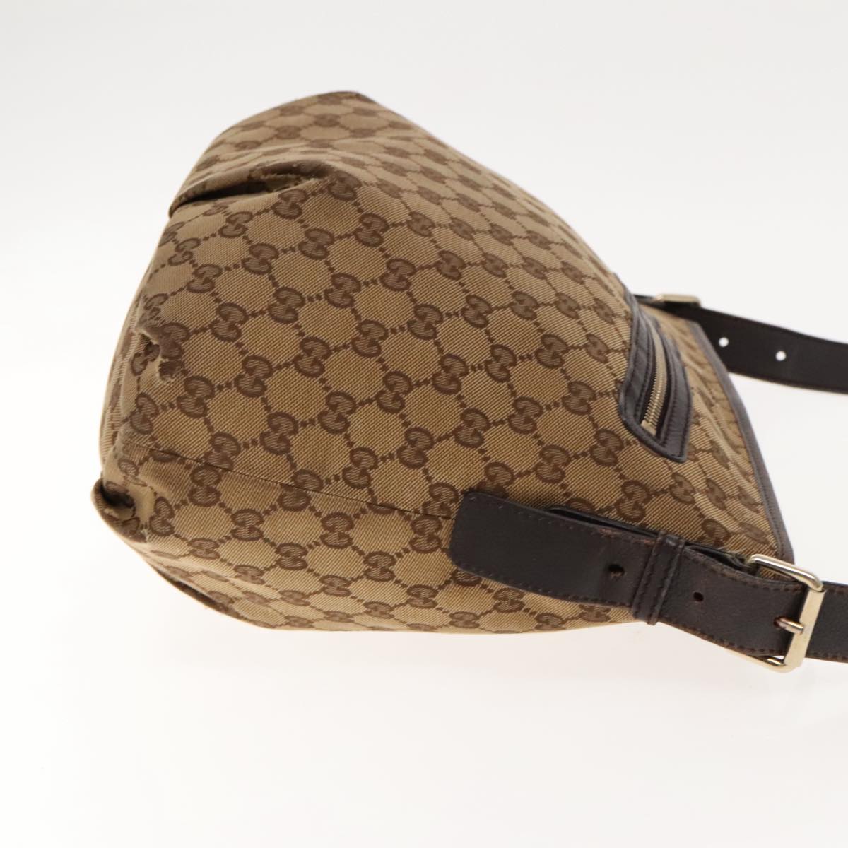 GUCCI GG Canvas Shoulder Strap Outlet Beige Brown Gold 388930 Auth ti2131