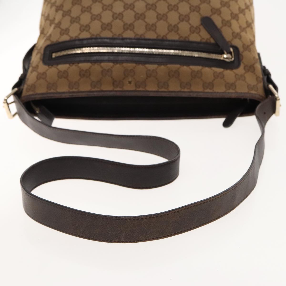 GUCCI GG Canvas Shoulder Strap Outlet Beige Brown Gold 388930 Auth ti2131