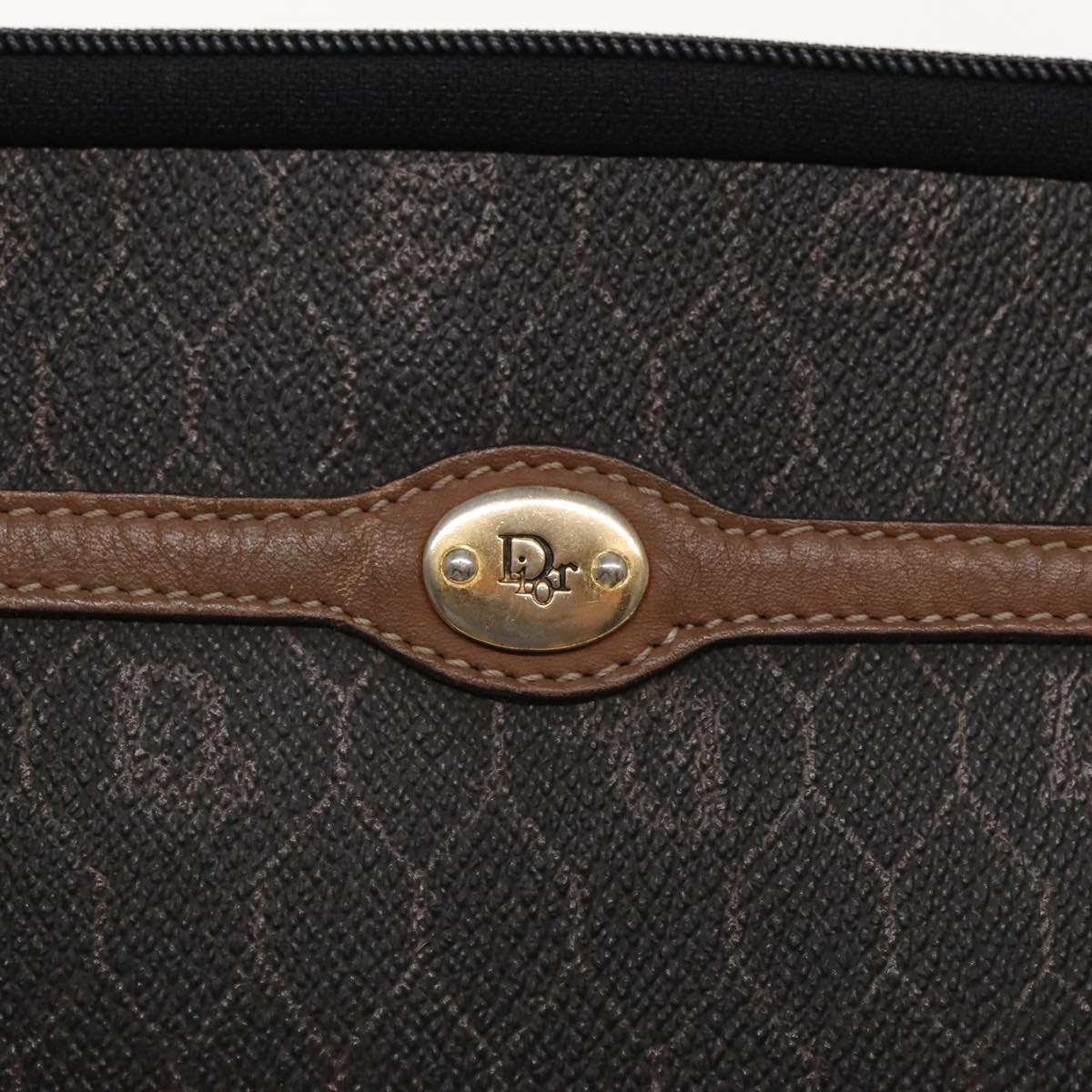 Christian Dior Trotter Canvas Clutch Bag PVC Leather Black Brown Auth ti2133