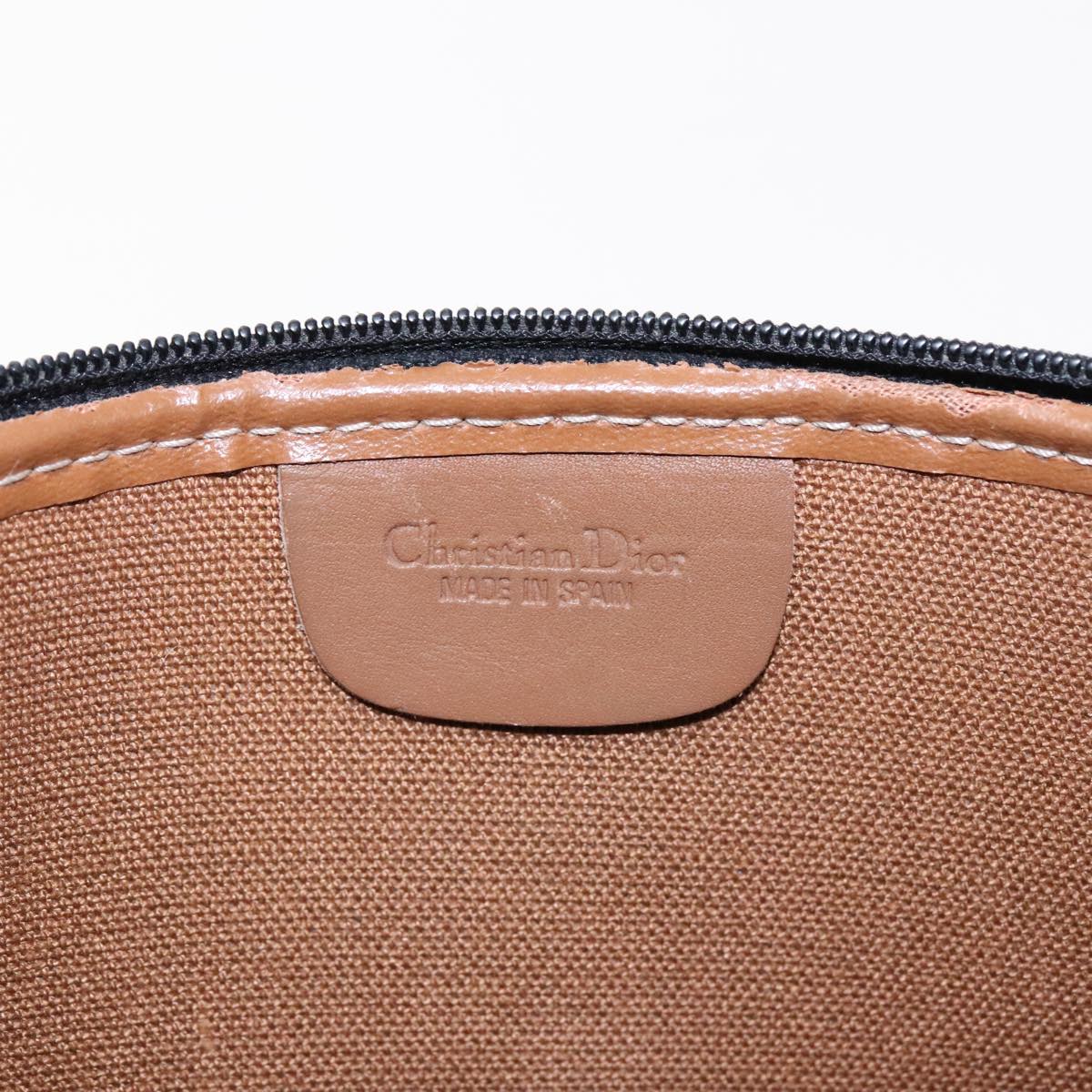 Christian Dior Trotter Canvas Clutch Bag PVC Leather Black Brown Auth ti2133