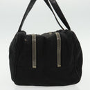FENDI Hand Bag Cotton Nylon Black Silver Auth ti2136-3