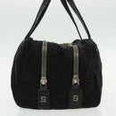 FENDI Hand Bag Cotton Nylon Black Silver Auth ti2136-4
