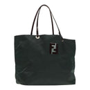 FENDI Hand Bag Nylon Khaki Brown Silver Auth ti2137-1