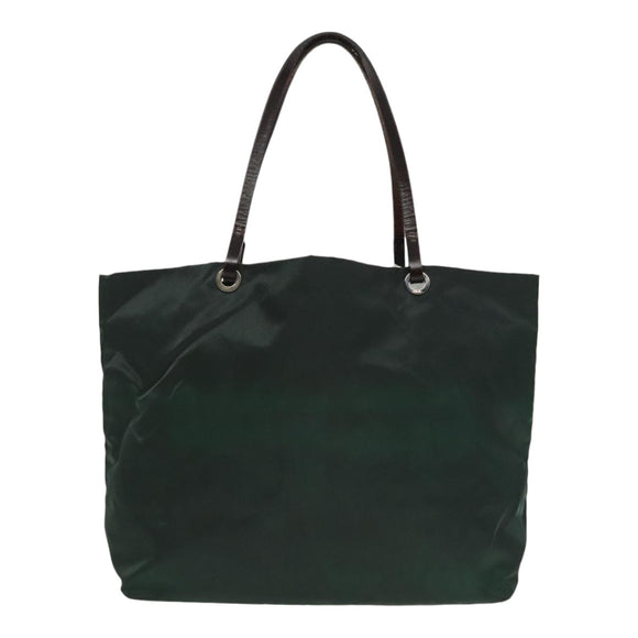 FENDI Hand Bag Nylon Khaki Brown Silver Auth ti2137