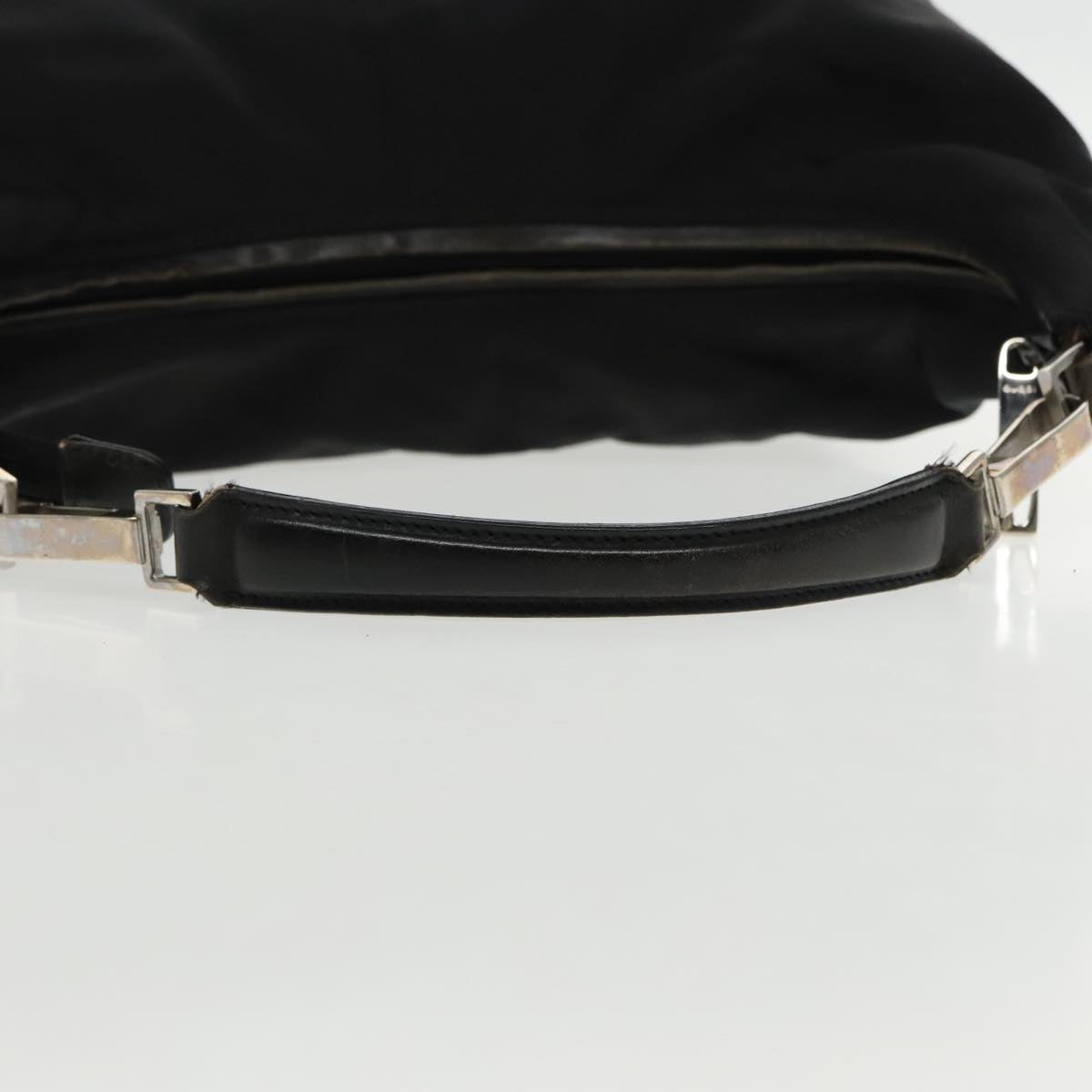 GUCCI Shoulder Bag Nylon Leather Black Gold 001 2113 1955 Auth ti2139