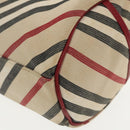 BURBERRY Nova Check Blue Label Hand Bag Beige Red Silver Auth ti2140-15