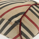 BURBERRY Nova Check Blue Label Hand Bag Beige Red Silver Auth ti2140-9