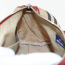 BURBERRY Nova Check Blue Label Hand Bag Beige Red Silver Auth ti2140-12