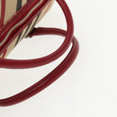 BURBERRY Nova Check Blue Label Hand Bag Beige Red Silver Auth ti2140-7