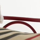 BURBERRY Nova Check Blue Label Hand Bag Beige Red Silver Auth ti2140-8