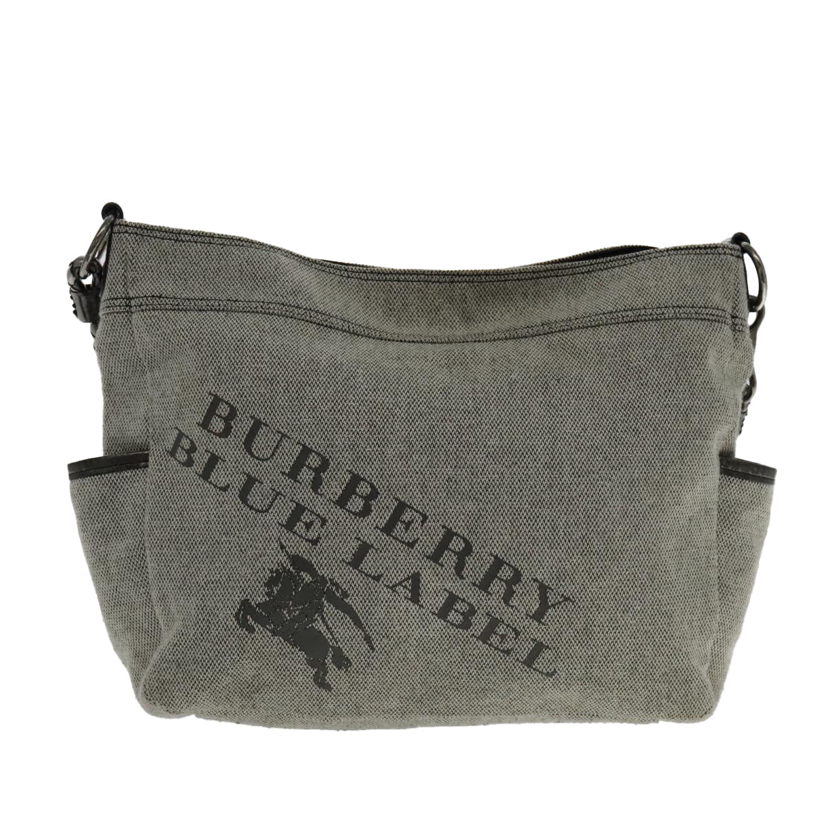 BURBERRY Blue Label Shoulder Bag Canvas Gray Silver Auth ti2143