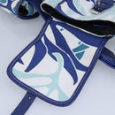 BALLY Waist Bag Canvas Leather Blue White Silver Auth ti2147-13