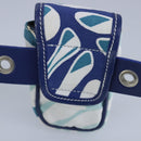 BALLY Waist Bag Canvas Leather Blue White Silver Auth ti2147-20