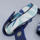 BALLY Waist Bag Canvas Leather Blue White Silver Auth ti2147-21