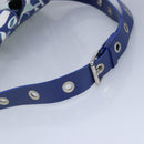 BALLY Waist Bag Canvas Leather Blue White Silver Auth ti2147-27