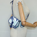 BALLY Waist Bag Canvas Leather Blue White Silver Auth ti2147-29