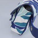 BALLY Waist Bag Canvas Leather Blue White Silver Auth ti2147-4