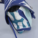 BALLY Waist Bag Canvas Leather Blue White Silver Auth ti2147-5