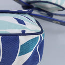 BALLY Waist Bag Canvas Leather Blue White Silver Auth ti2147-9