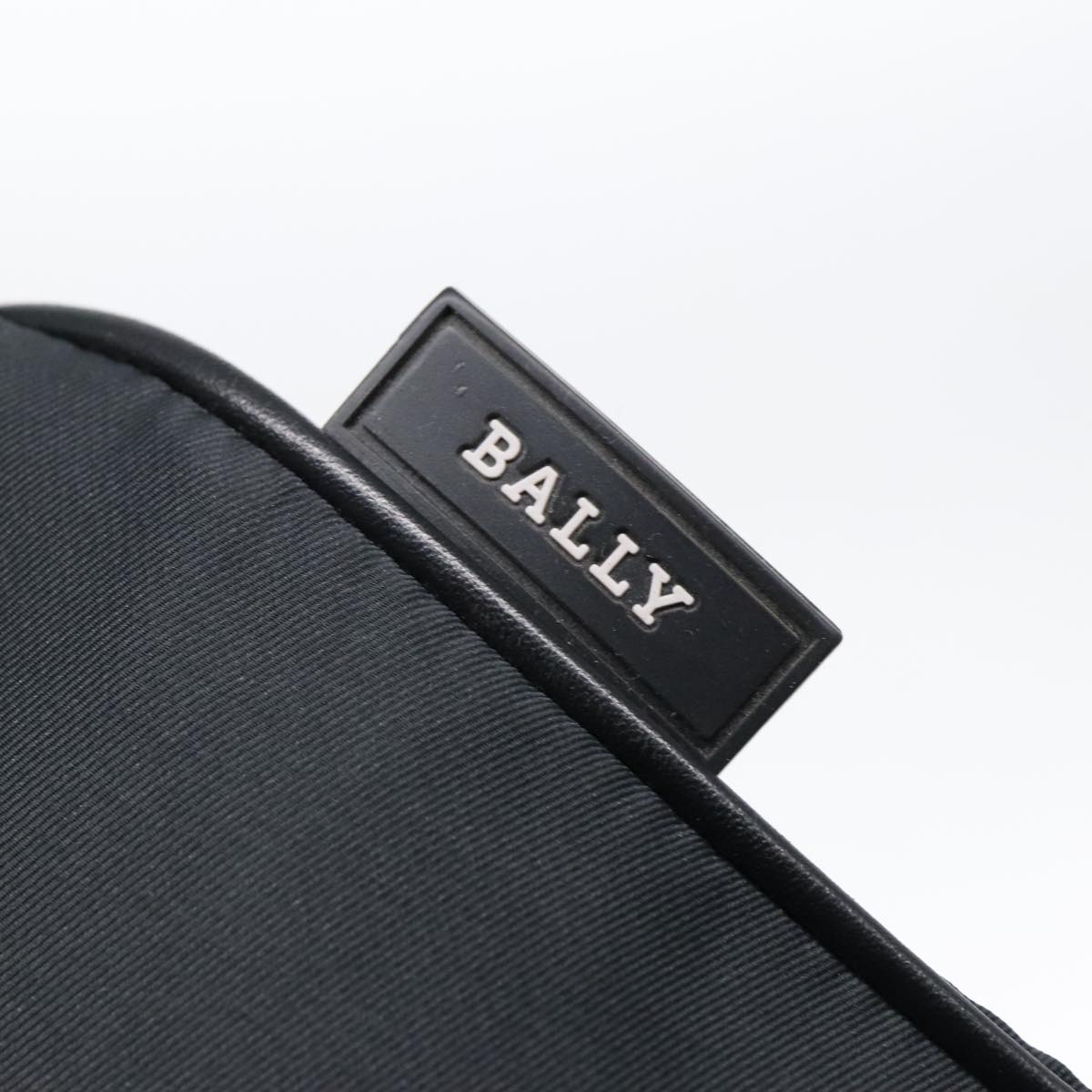 BALLY Shoulder Bag Nylon Black Navy Silver Auth ti2150