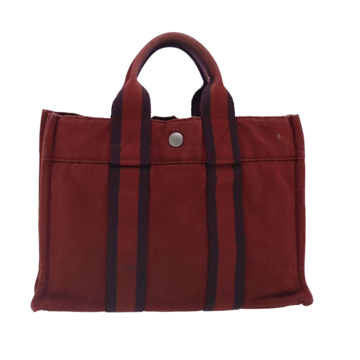 HERMES Fourre Tout PM Tote Bag Canvas Red Silver Auth ti2153 - 0