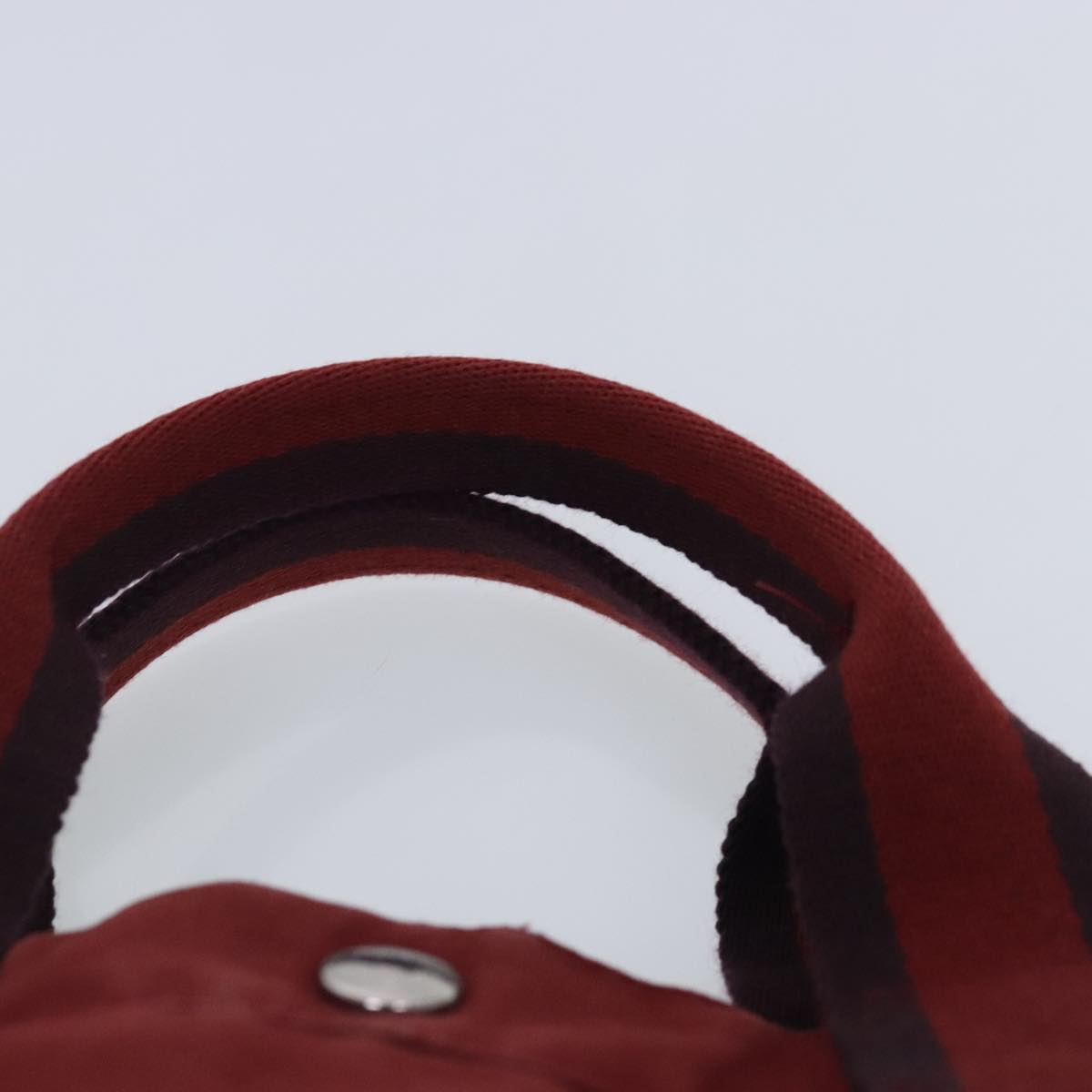 HERMES Fourre Tout MM Tote Bag Canvas Red Silver Auth ti2158