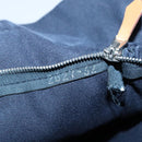 HERMES Tote Bag Canvas Navy Brown Silver Auth ti2161-12