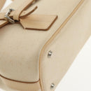 BURBERRY Hand Bag Canvas Leather White Beige Silver Auth ti2164-15