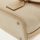 BURBERRY Hand Bag Canvas Leather White Beige Silver Auth ti2164-8