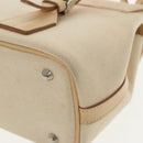 BURBERRY Hand Bag Canvas Leather White Beige Silver Auth ti2164-17