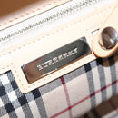 BURBERRY Hand Bag Canvas Leather White Beige Silver Auth ti2164-19