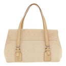 BURBERRY Hand Bag Canvas Leather White Beige Silver Auth ti2164-2