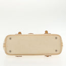 BURBERRY Hand Bag Canvas Leather White Beige Silver Auth ti2164-5