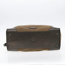 BURBERRY Tote Bag Nylon Leather Brown Dark Brown Silver Auth ti2165-5