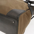 BURBERRY Tote Bag Nylon Leather Brown Dark Brown Silver Auth ti2165-16
