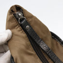 BURBERRY Tote Bag Nylon Leather Brown Dark Brown Silver Auth ti2165-11