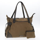BURBERRY Tote Bag Nylon Leather Brown Dark Brown Silver Auth ti2165-1