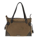 BURBERRY Tote Bag Nylon Leather Brown Dark Brown Silver Auth ti2165-14