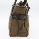BURBERRY Tote Bag Nylon Leather Brown Dark Brown Silver Auth ti2165-4
